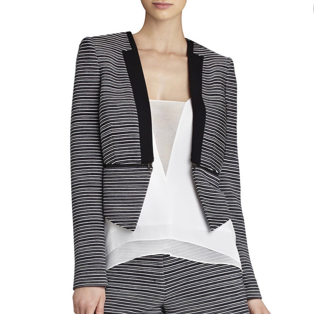 BCBG MAXAZRIA ZIPPERED-WAIST BLAZER
